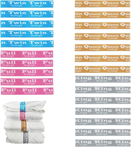 24 Packs Bed Sheet Organizer and Storage Size Label Bands, Elastic Sheet Folder Keeps for Linen Closet Organizing Multicolored Jacqaurd Bedding Straps for Sheet Label Bands-7K, 7Q, 5F, 5T