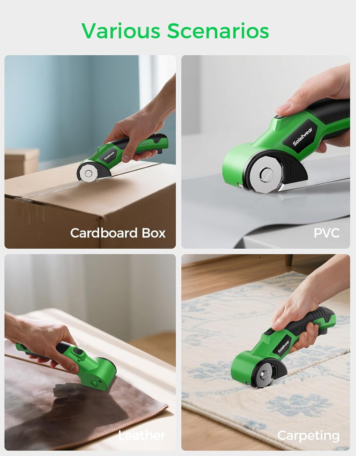 Glam Cardboard Cutter, Rechargeable Cordless Electric Scissors, Safety Lock & LED Light, Powerful Cutting for Cardboard Box, Plastic, Leather