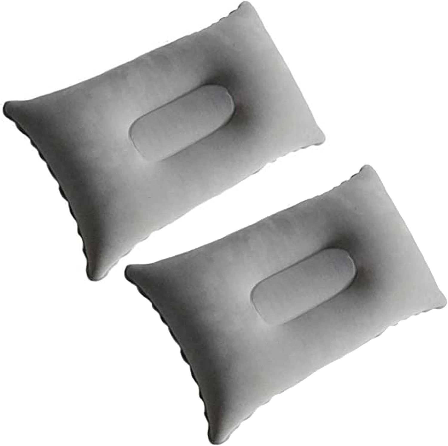 2 Pack Ultralight Inflatable Pillow Small Squared Flocked Fabric Air Pillow Beach Pillow for Hiking,Camping,Traveling,Napping,Desk Rest,Neck Lumbar Support(Gray)