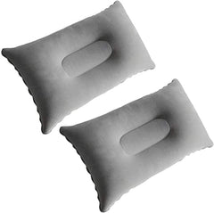 2 Pack Ultralight Inflatable Pillow Small Squared Flocked Fabric Air Pillow Beach Pillow for Hiking,Camping,Traveling,Napping,Desk Rest,Neck Lumbar Support(Gray)