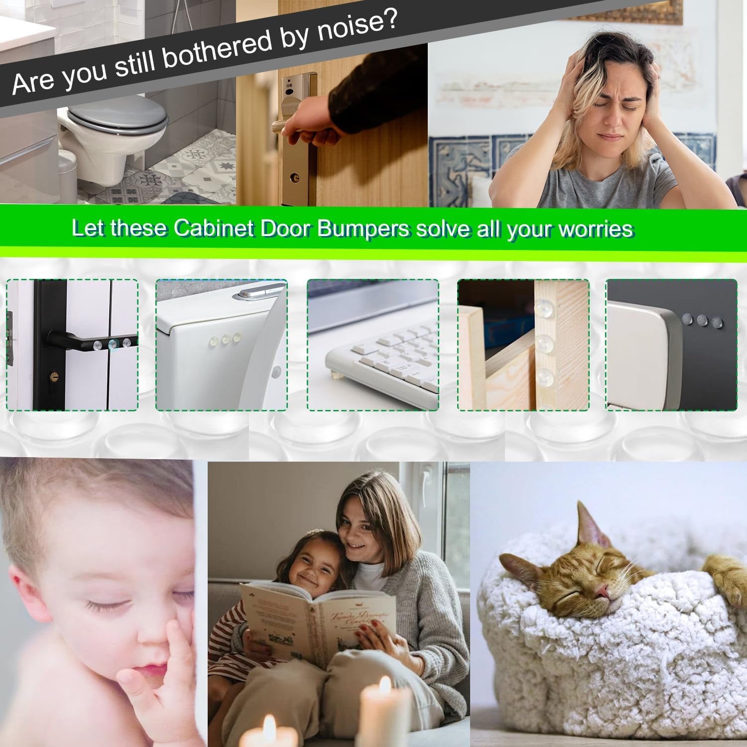 Cabinet Bumpers Soft Self-Adhesive Clear Rubber Bumper- Cabinet Door Pumpers Dots Clear Cabinet Stoppers Furniture Noise Reducing Silicone Rubber Bumper Extremely Durable(96Pcs)