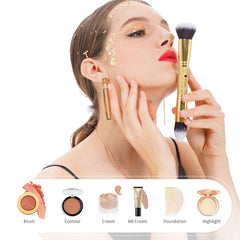 Glam DU Care Makeup Brushes Duo End Foundation Powder Buffer and Contour Brush Synthetic Cosmetic Tools 2Pcs