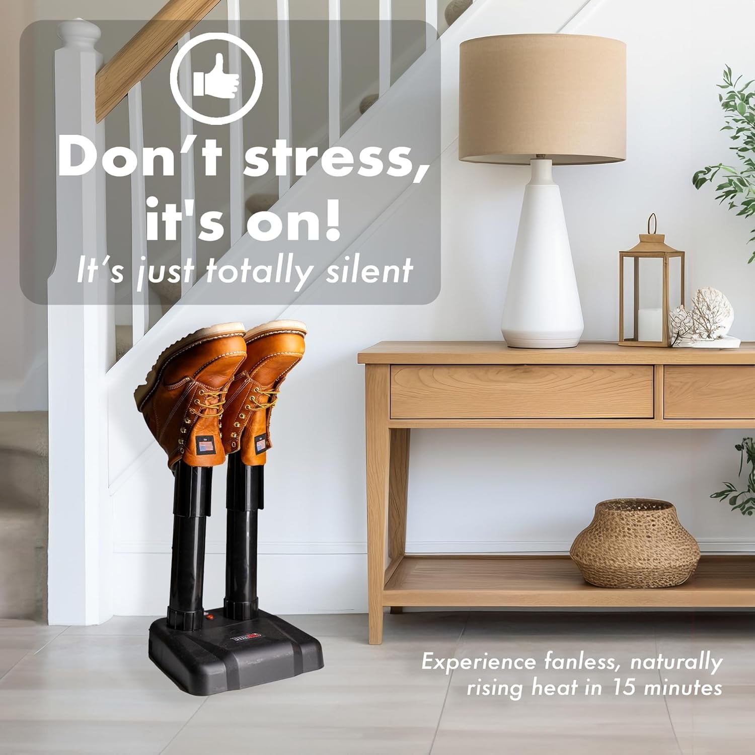 Glam Boot Dryer - Silent Shoe Dryer & Warmer for Work Boots, Gloves & Shoes - Fanless Convection Dry - Helps Reduce Odor