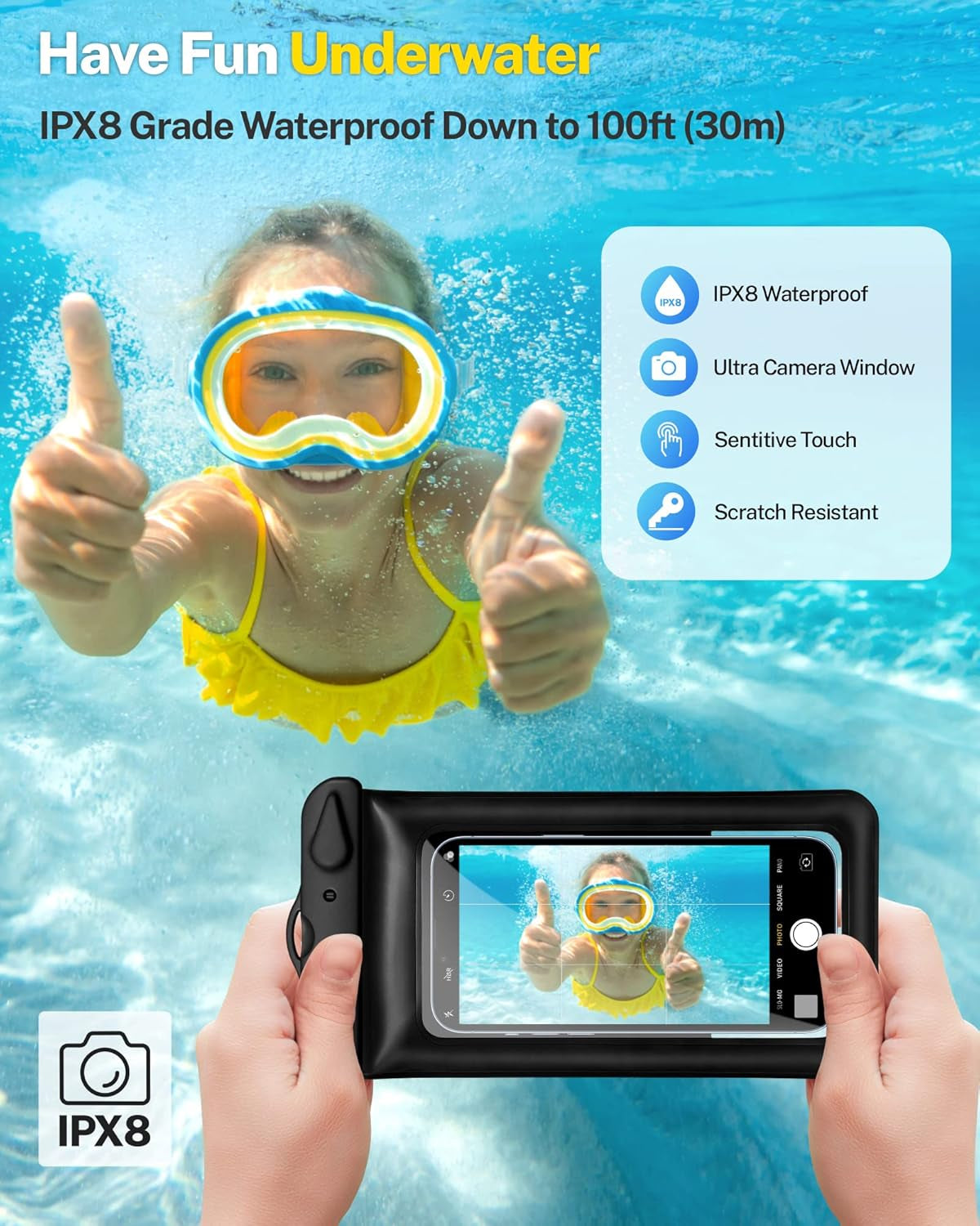 Floating Waterproof Phone Pouch - Waterproof Phone Case - Underwater Dry Bag - Waterproof Cell Phone Pouch up to 7.0" for Iphone 14 13 12 11 Pro Max XS XR X, Galaxy Pixel,4 Pack