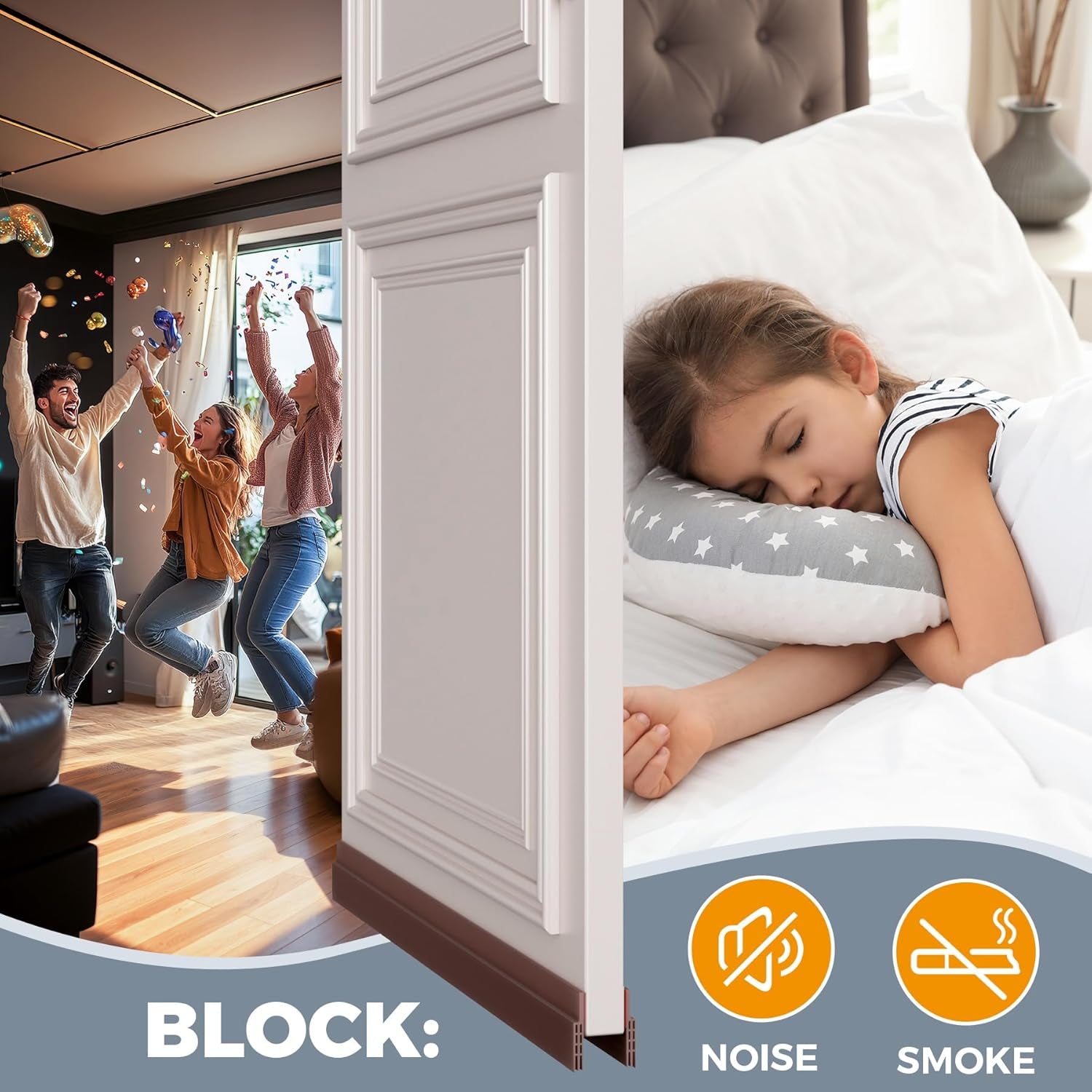 2 Pack Door Draft Stopper, under Door Draft Blocker, Soundproof Door Sweep Weather Stripping for Doors, 39" L X 2" W Brown, Home Improvement for New Home