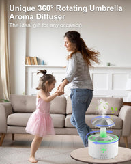 Rain Umbrella Humidifier & Aroma Diffuser with Soothing Rain Sounds, Water Drip Effect, 7 Colors Mood Light, Timer and Auto-Off, Ideal for Relaxation, Sleep, Home, Bedroom, Desk(White)