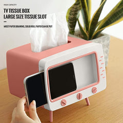Glam Retro TV Tissue Box Holder with Phone Stand