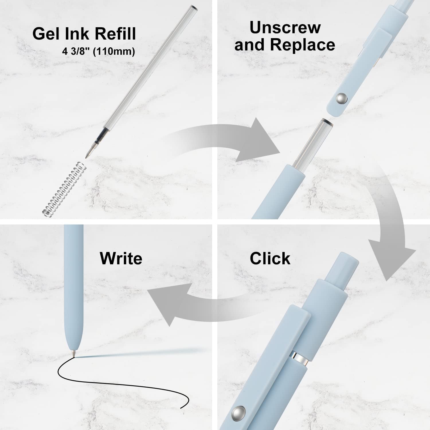 6 Pack Cute Gel Pens, Retractable Quick Dry Gel Ink Pen, Fine Point 0.5Mm Black Ink Rolling Ball Gel Pens, Smooth Writing Aesthetic Pens for Home School Office Supplies