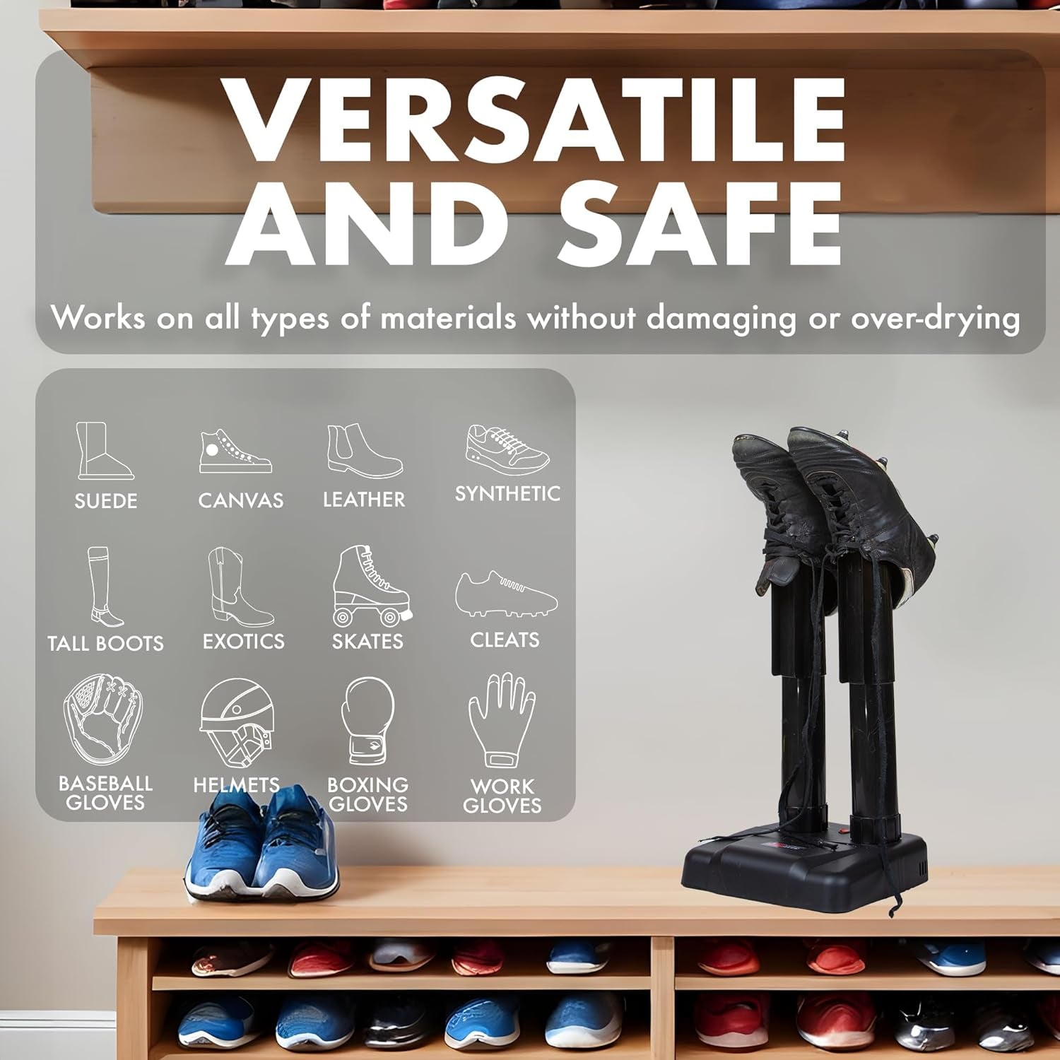 Glam Boot Dryer - Silent Shoe Dryer & Warmer for Work Boots, Gloves & Shoes - Fanless Convection Dry - Helps Reduce Odor