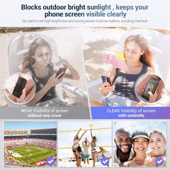 Phone Umbrella for Sun, Magnetic Cellphone Sunshade Shield Umbrella, Universal Phone Umbrella Sun Blocker Cover Visor for Beach Pool Outdoor Tiktok Youtube Video Photo Watching Shooting Anti-Glare