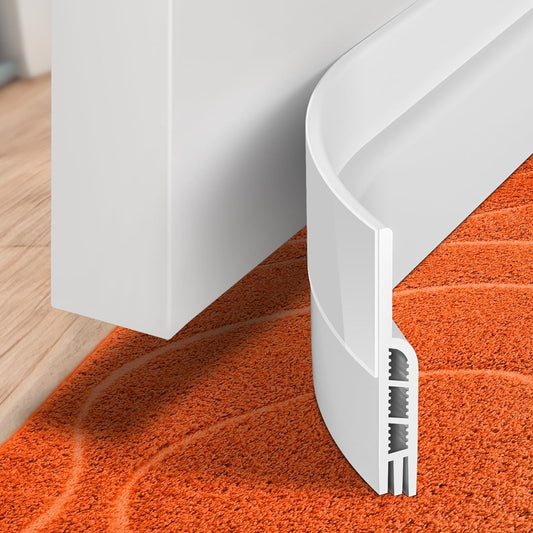 Door Draft Stopper under Door Draft Blocker Insulator Door Sweep Weather Stripping Noise Stopper Strong Adhesive, White