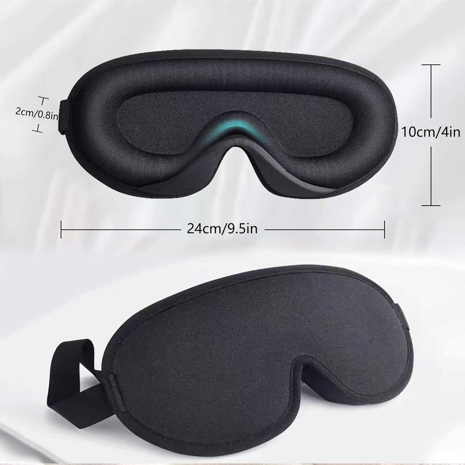 Sleep Mask for Side Sleeper, Upgraded 3D Contoured Cup Eye Mask Blindfold for Man Women, Block Out Light, Eye Mask with Adjustable Strap, Breathable & Soft for Sleeping, Yoga, Traveling (Black)