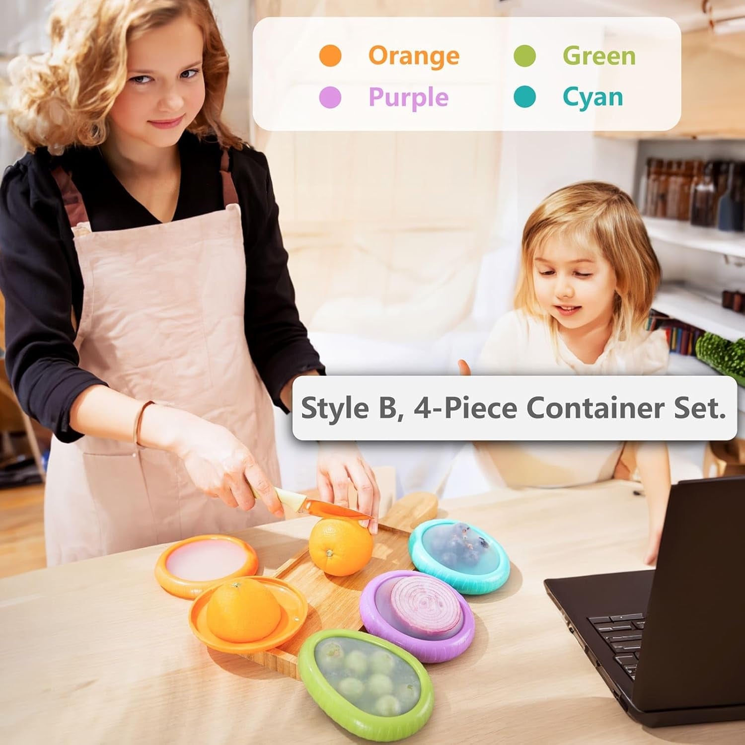 Onion Storage and Avocado Saver Set - Ideal for Red Onion, Guacamole, Tomato - Doubles as Garlic Keeper - 4-Piece Kit