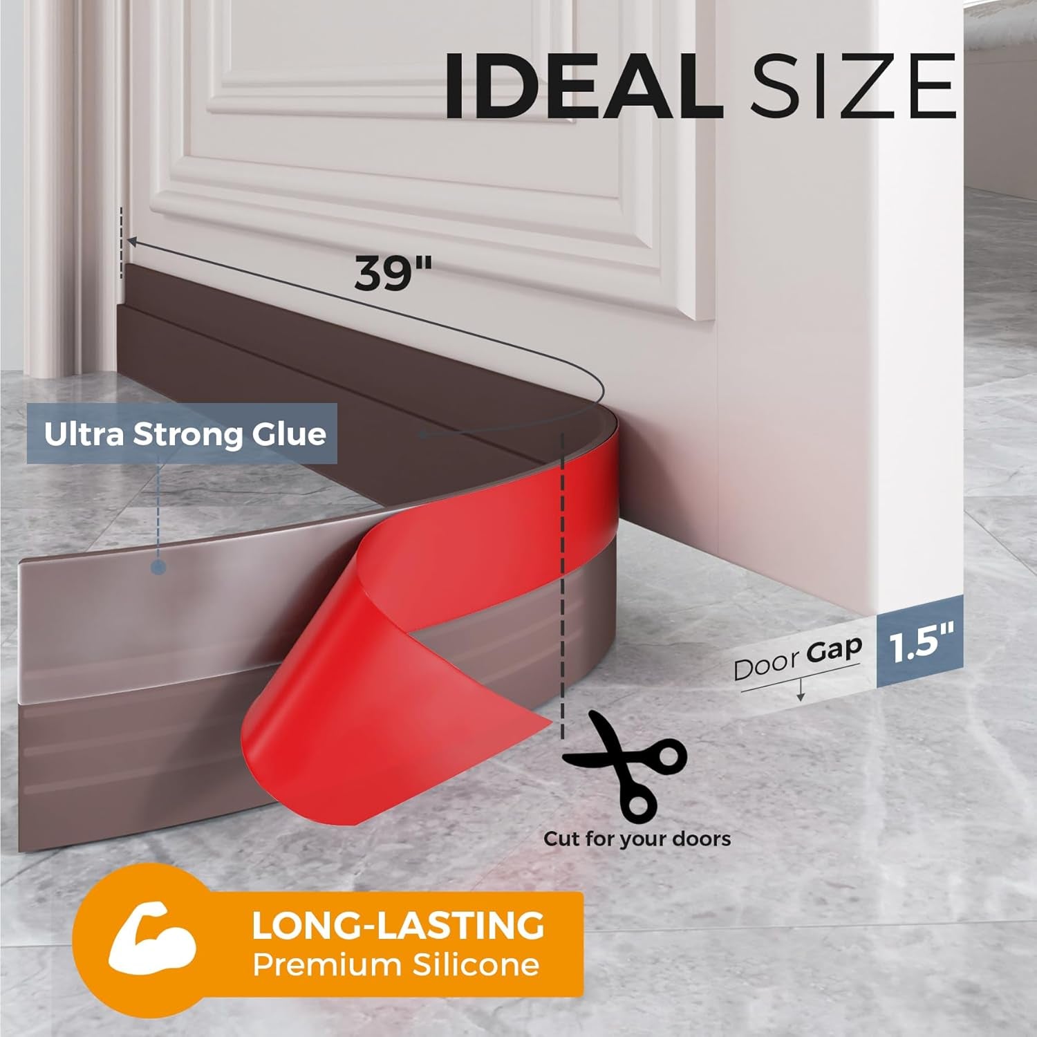 2 Pack Door Draft Stopper, under Door Draft Blocker, Soundproof Door Sweep Weather Stripping for Doors, 39" L X 2" W Brown, Home Improvement for New Home