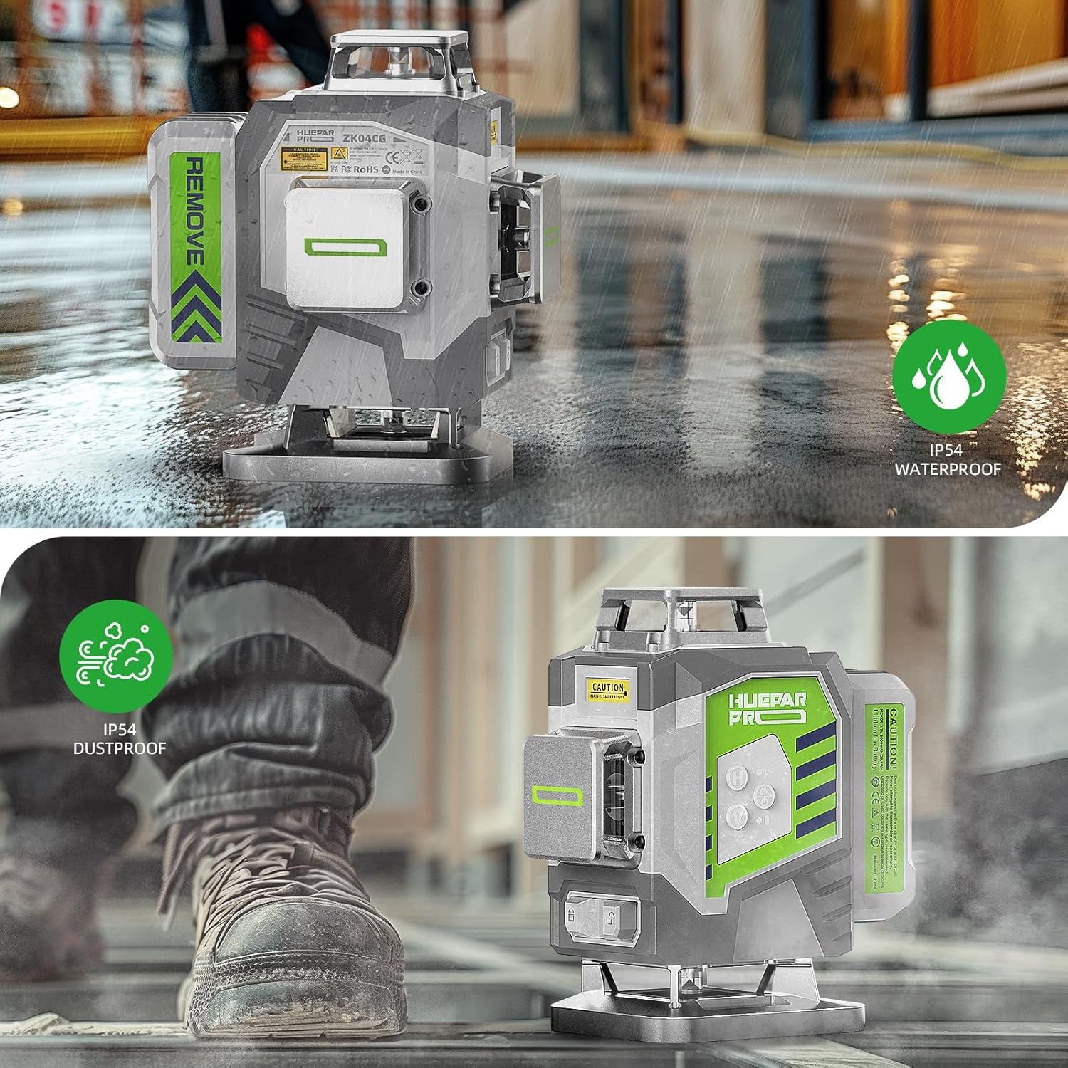 Glam Green Cross Line Laser Level Tool, High Accuracy 4D Level Laser for Construction