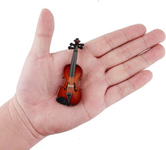 Glam Wooden Miniature Violin with Stand Display Ornament