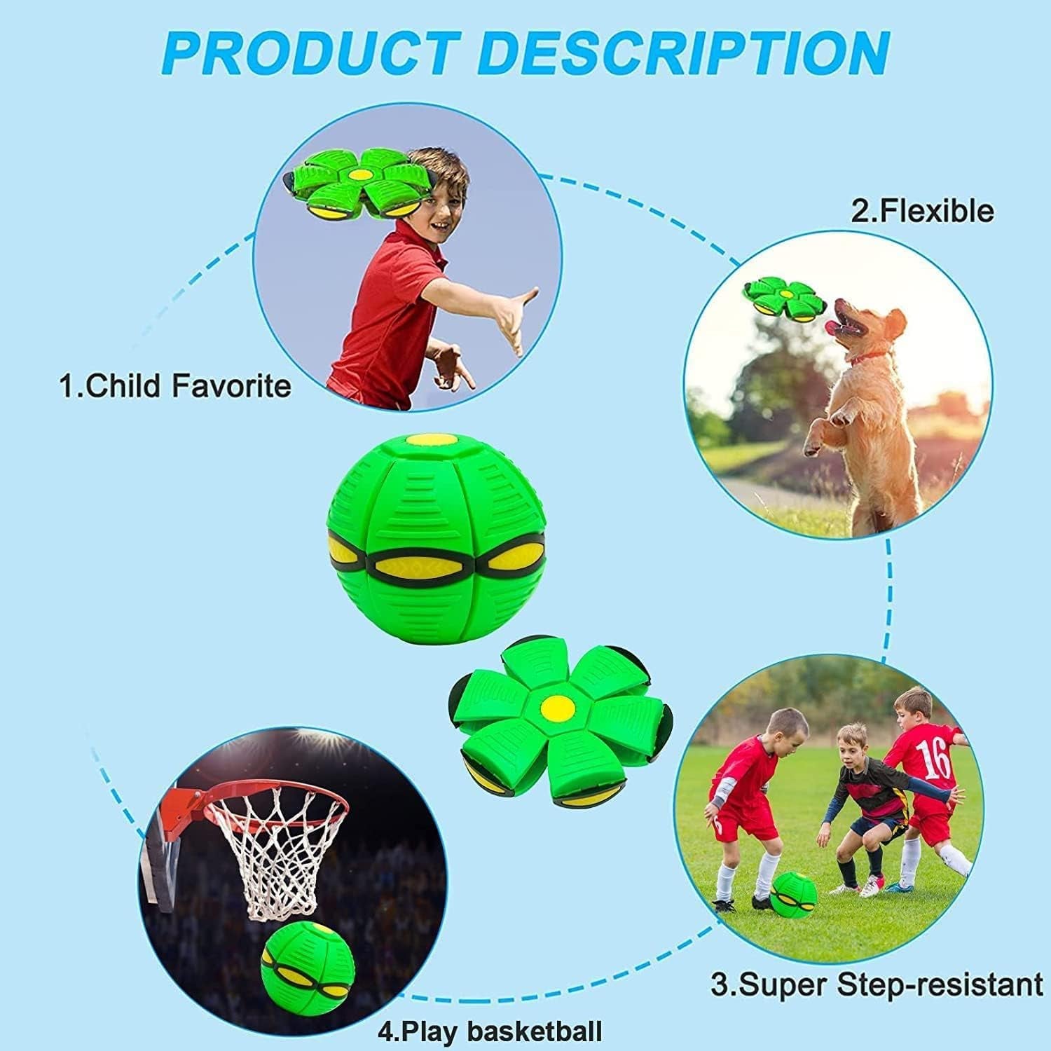 Pet Toy Flying Saucer Ball for Dog- Light Owowpet Magic Ball Dog Toy Balls Interactive Herding Decompression Pet Toys for Kids Outdoor (Green)