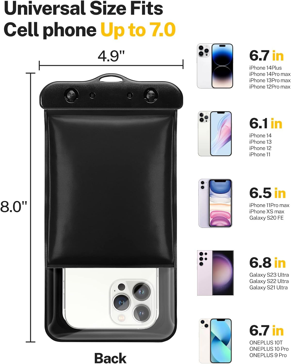 Floating Waterproof Phone Pouch - Waterproof Phone Case - Underwater Dry Bag - Waterproof Cell Phone Pouch up to 7.0" for Iphone 14 13 12 11 Pro Max XS XR X, Galaxy Pixel,4 Pack