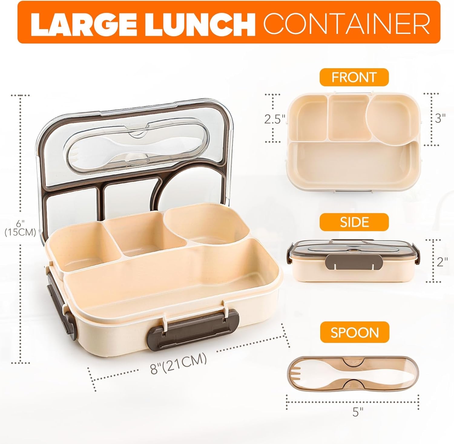 Glam Bento Box Adult, Lunch Box Kids, 4-Compartment Lunch Containers