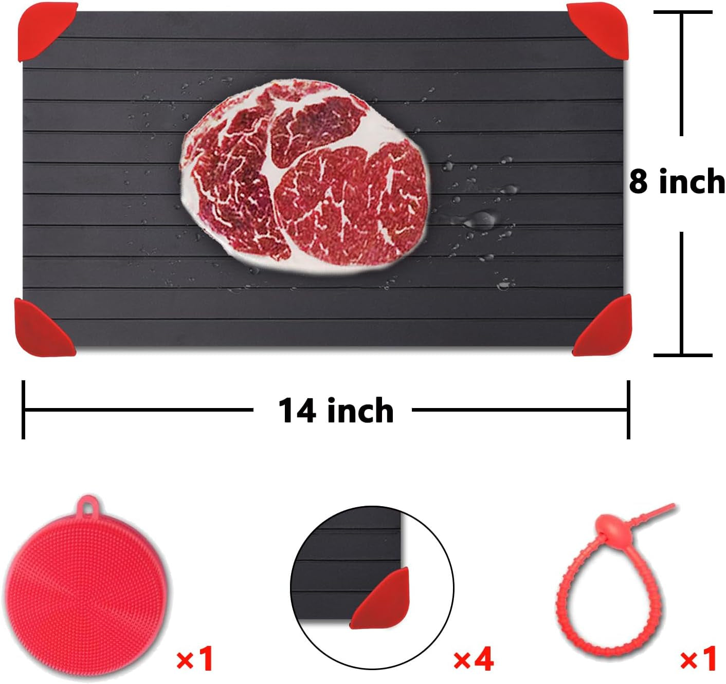 Defrosting Tray for Frozen Meat Rapid and Safer Way of Thawing Food Large Size Defroster Plate Thaw by Natural Heating a Pack with 14×8In