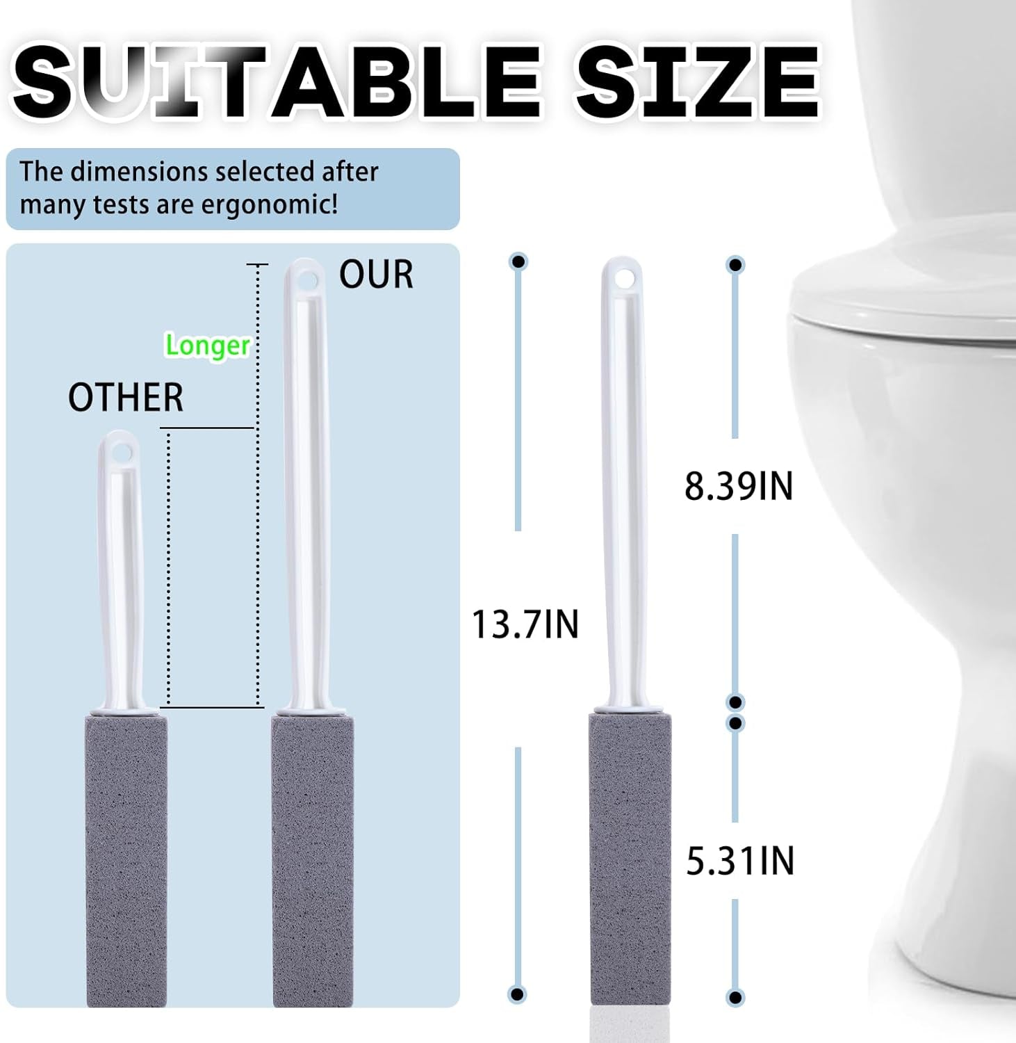 2 Packs Pumice Cleaning Stone with Extra Long Handle, Pumice Stone for Toilet Bowl Cleaning for Cleaning Toilets, Bathtubs, Grills, Swimming Pools, Sinks