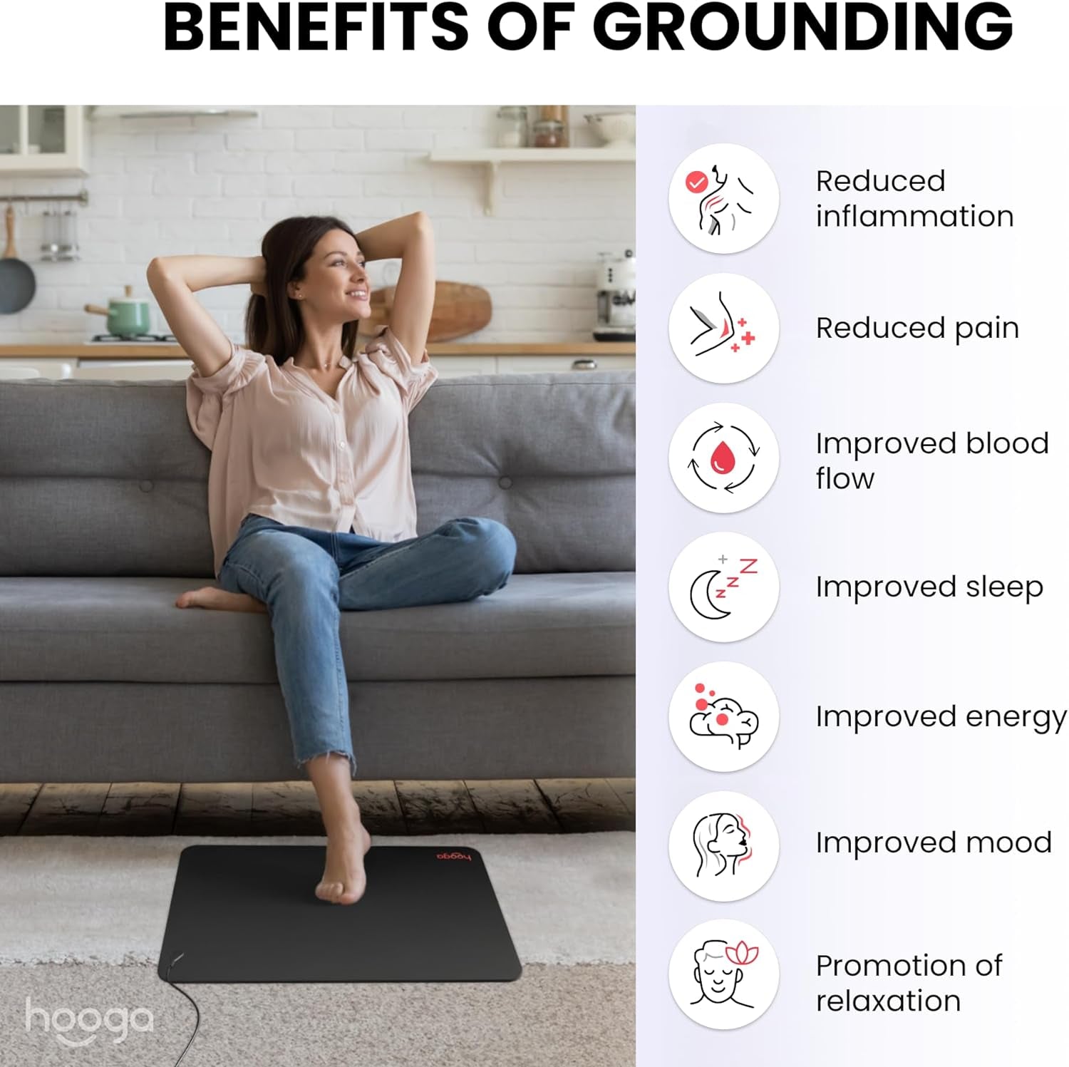 Glam Grounding Mat for Sleep, Energy, Pain Relief, Inflammation, Balance, and Wellness