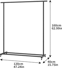 Clothing Clothes Rack Standard Rod Simple Rolling Metal Garment Rack Organizer Freestanding Hanger with Wheels,Black