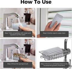 4-Pack Damp Clean Duster Sponge, Sponge Cleaning Brush, Duster for Cleaning Blinds, Glass, Baseboards, Vents, Railings, Mirrors,Window Track Grooves and Faucets(Gray)