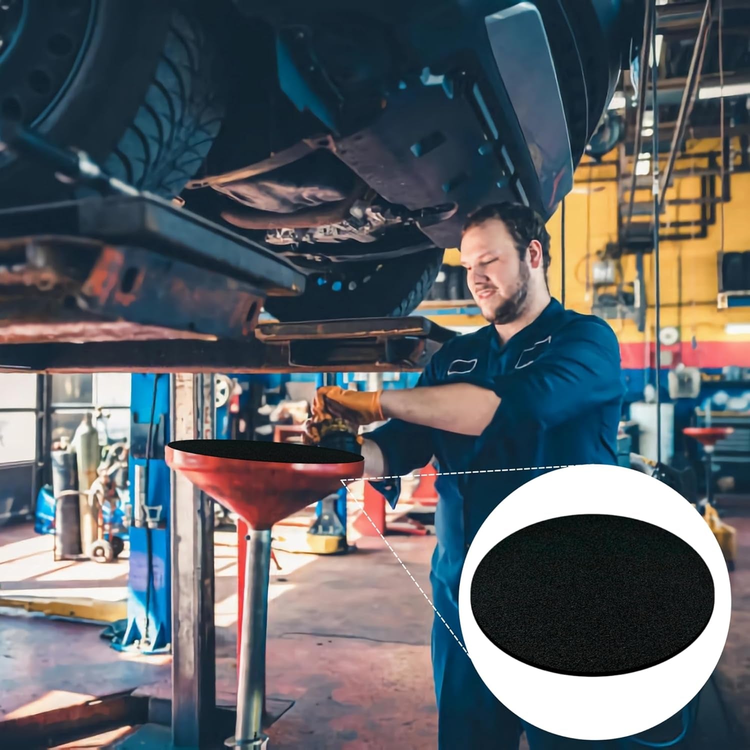 Oil Drain Splash Pad, 15 Inch round No Splatter Pad Oil Splash Pad Fits Most Oil Drains anti Splash Oil Change Mat for Mechanics and Automotive Techs