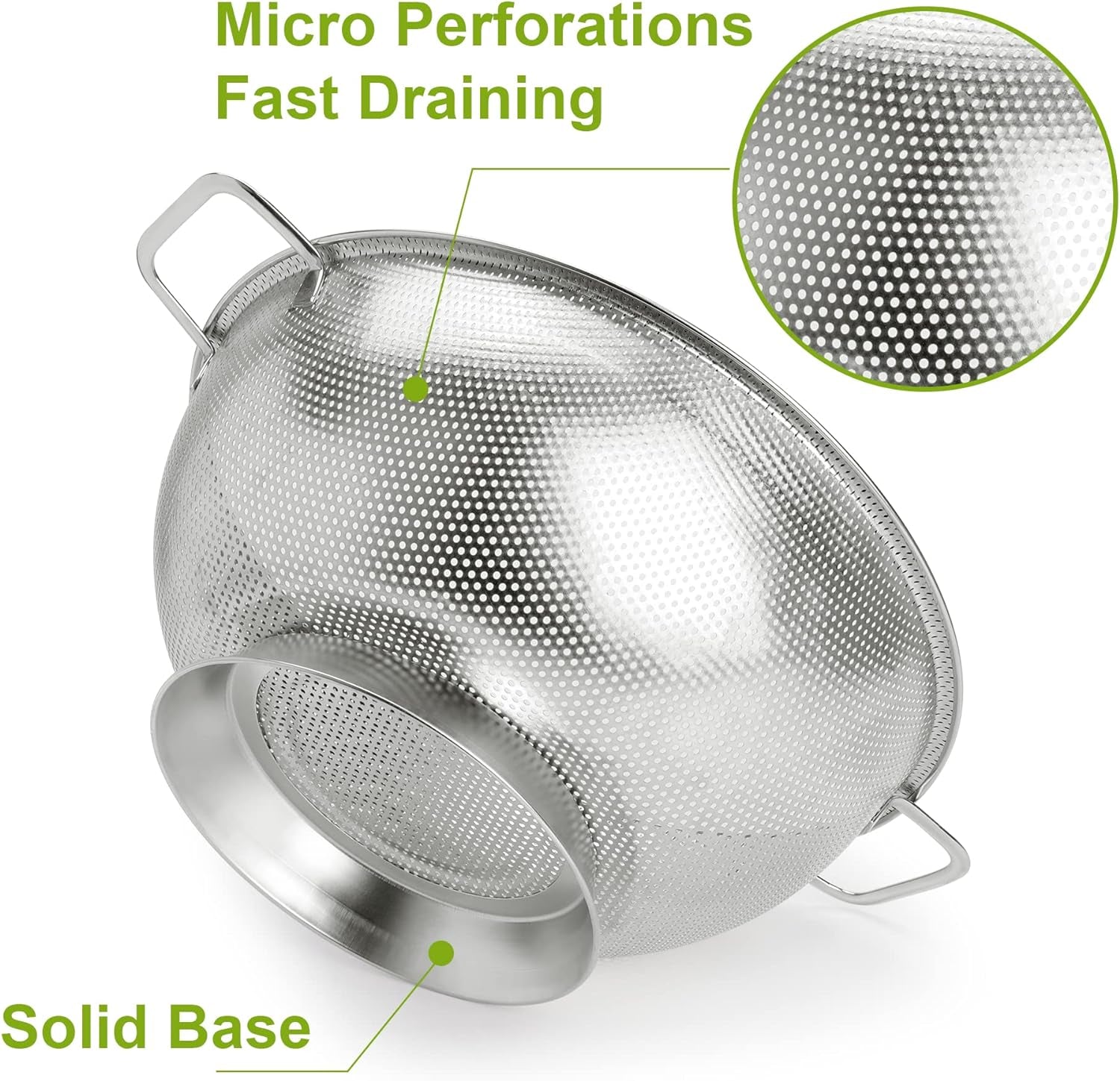 Colander Stainless Steel 3-Quart, Strainer for Kitchen Food, Dishwasher Safe