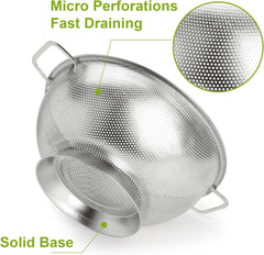 Colander Stainless Steel 3-Quart, Strainer for Kitchen Food, Dishwasher Safe