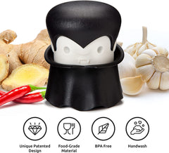 Glam Gracula Garlic Crusher, Garlic Peeler, Also for Ginger, Nuts, Chili, Herbs - Twist Top Mincer & Easy Squeeze Manual Press Peeler, Goth Gifts