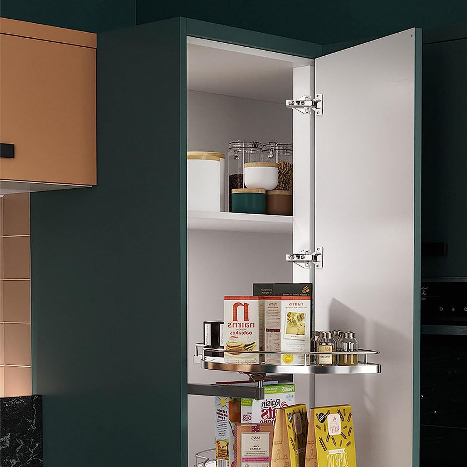 1 Pair(2 Pack) Kitchen Cabinet Hinges for Face Frame Cabinet, Concealed Cabinet Hinges Brushed Satin Nickel with Mounting Screws