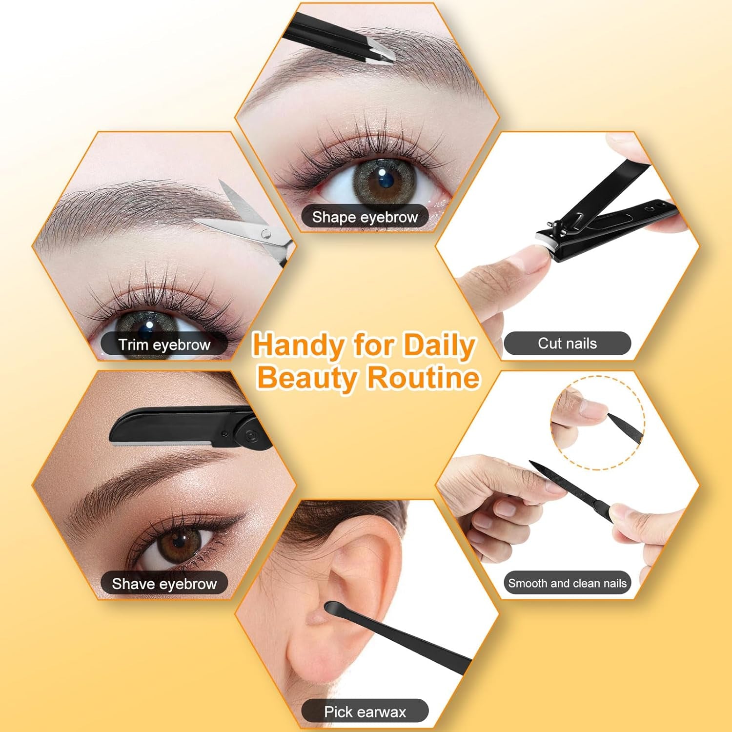 Tweezers and Nail Clippers Set,9 Pcs Professional Stainless Steel Tweezers Kit-Great Precision Tweezers with Curved Scissors and Eyebrow Razor for Daily Beauty Tools with Leather Travel Case