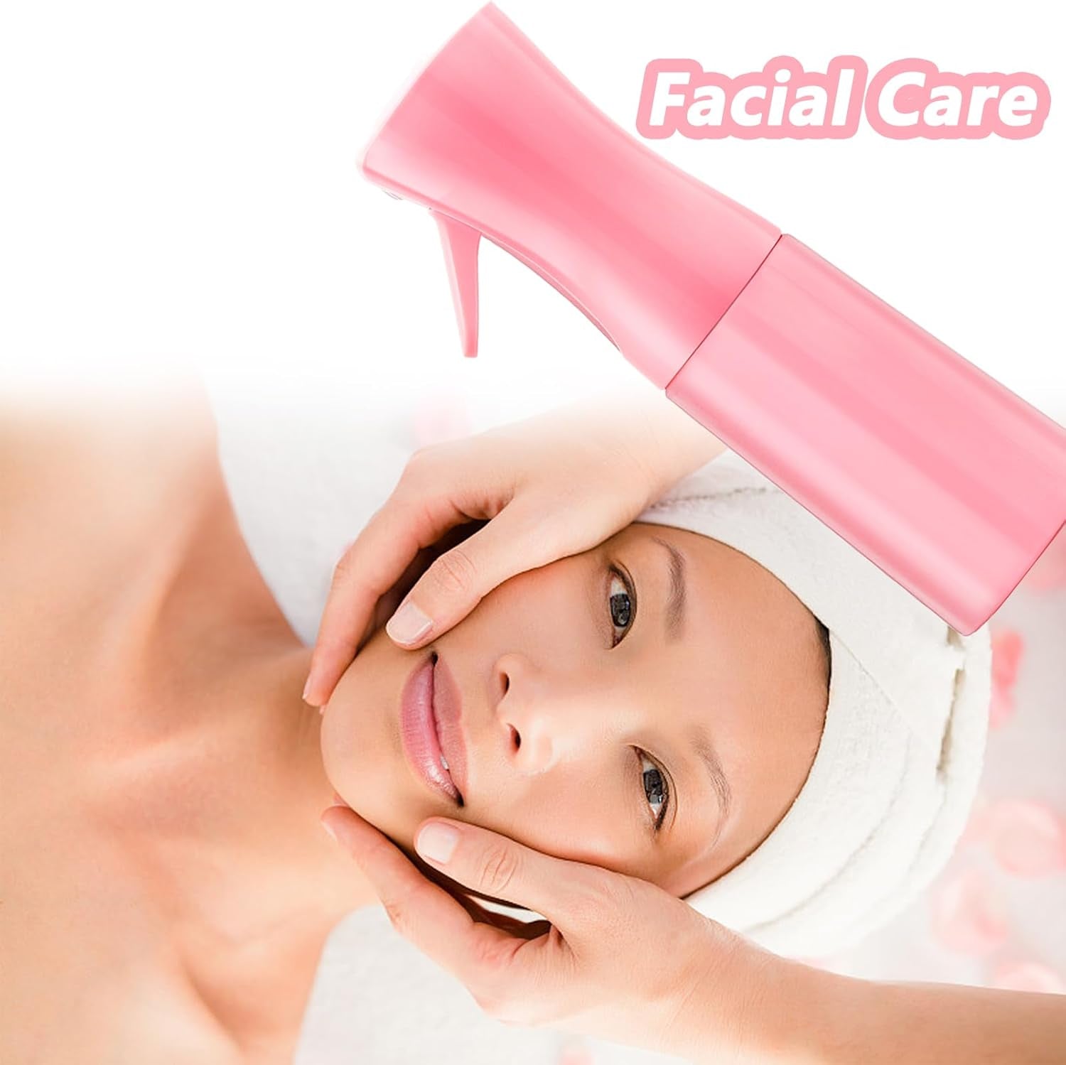 Continuous Spray Bottle for Hair, 6.8Oz Spray Water Bottle Fine Mist Refillable, Empty Spray Bottle for Hairstyling, Skin Care, Plant Care, Pet Grooming, Cleaning (Pink)