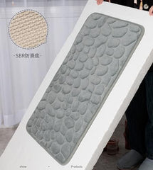 Cobblestone Non-Slip Carpets in Wash Basin Bathtub Side Floor Rug Shower Room Doormat Memory Foam Pad for Bathroom Machine Washable Bath Rugs (Khaki, 50X80Cm/20 * 31Inch)
