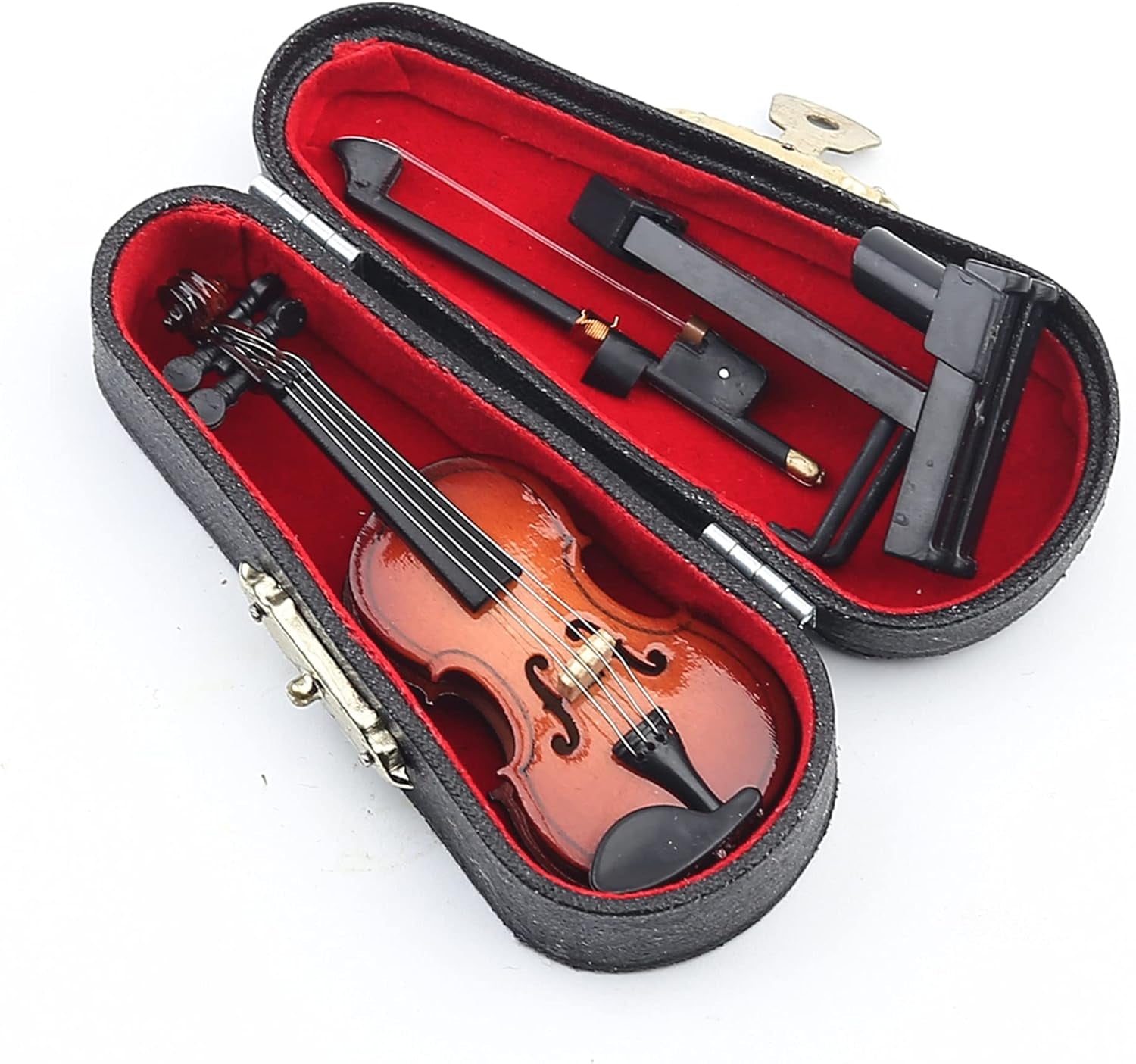 Glam Wooden Miniature Violin with Stand Display Ornament
