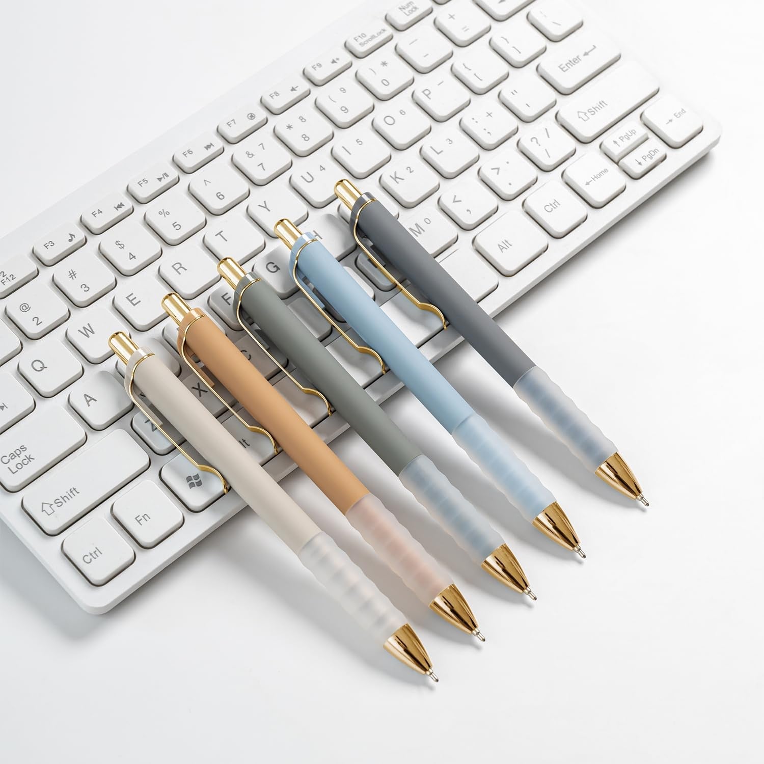 Ballpoint Pens Black Medium Point 1.0mm – Retractable with Super Soft Grip (Gold, 12 Pcs)