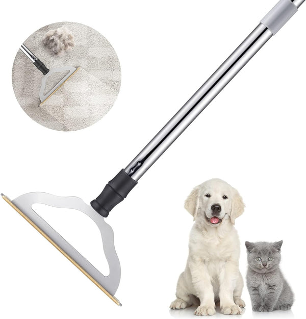 Glam 47“ Adjustable Long Handle Carpet Rake Pet Hair Remover