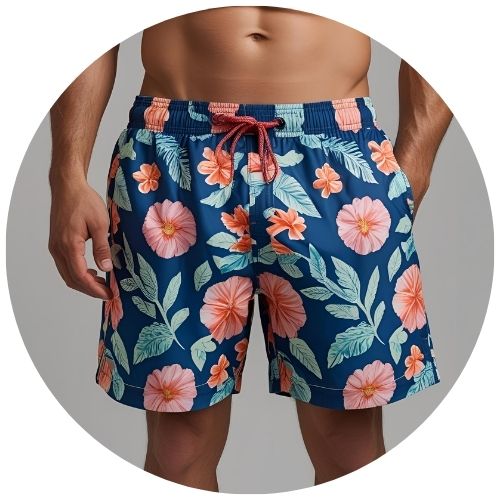 Elastic Waist Swim Trunks