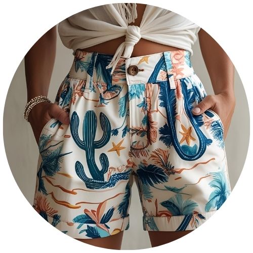 High-Waisted Beach Shorts