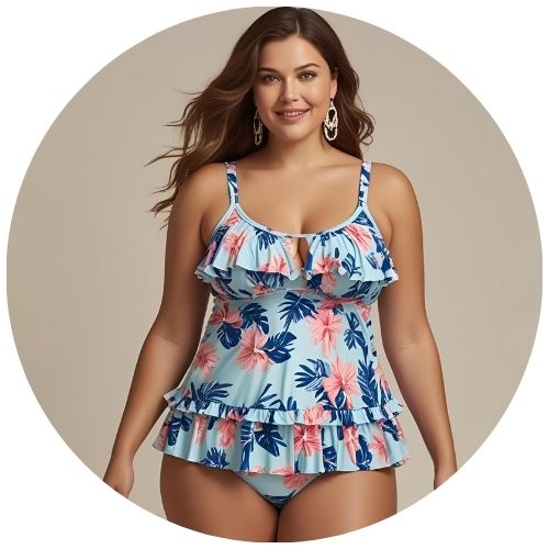 Plus Size Ruffled Tankini