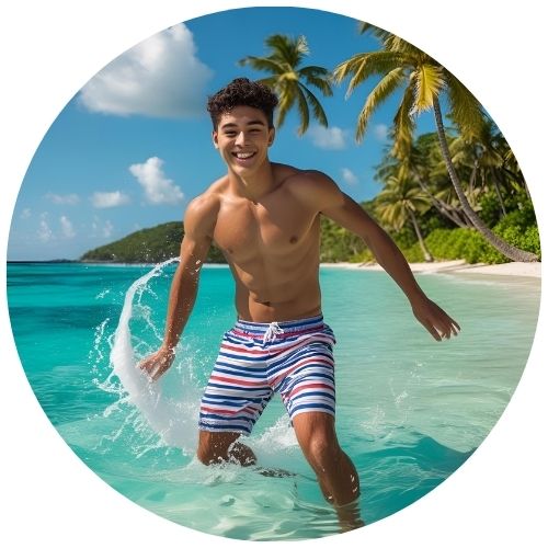 Striped Swim Trunks