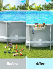 [PATENTED]  2025 Upgrade 2 Sets Poolside Storage Basket - Original above Ground Pool Accessories, Swimming Pool Storage Basket with Pool Cup Holder, Poolside Storage to Organize Cup Towel