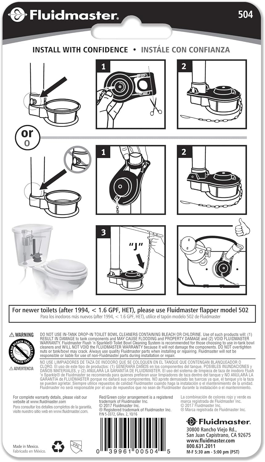 504 2-Inch Universal Chlorine Resistant, Long Lasting Flexible Frame Toilet Flapper , Red