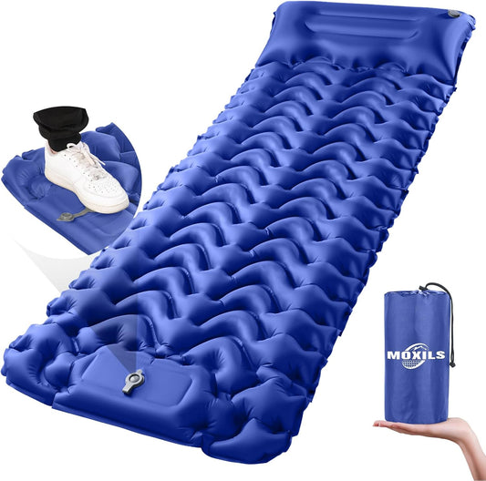 Sleeping Pad, Ultralight Inflatable Sleeping Pad for Camping, Built-In Pump, Ultimate for Camping, Hiking, Airpad, Carry Bag, Repair Kit, Compact & Lightweight Air Mattress(Blue)
