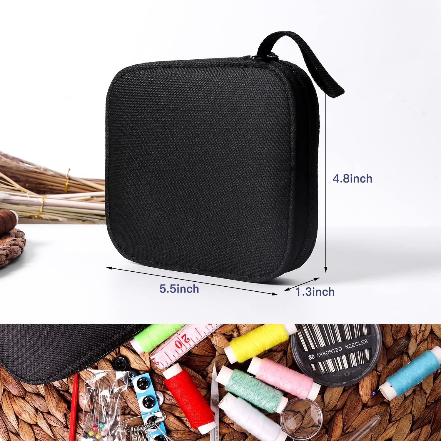 Sewing Kit with Case Portable Sewing Supplies for Home Traveler, Adults, Beginner, Emergency, Kids Contains Thread, Scissors, Needles,Measuring Tape