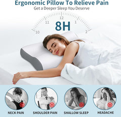 Cervical Neck Pillow Memory Foam Pillows for Neck Pain Relief, Ergonomic Pillow for Shoulder Pain, Contour Pillow for Sleeping, Orthopedic Bed Pillows Neck Support for Side Back Stomach Sleepers