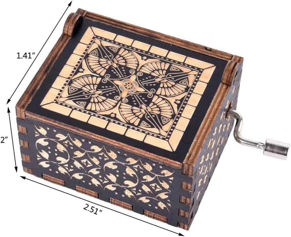 Can'T Help Falling in Love Wood Music Box, Antique Engraved Musical Boxes Case for Love One Wooden Music Box - Gifts for Lover, Boyfriend, Girlfriend, Husband, Wife (BLACK)