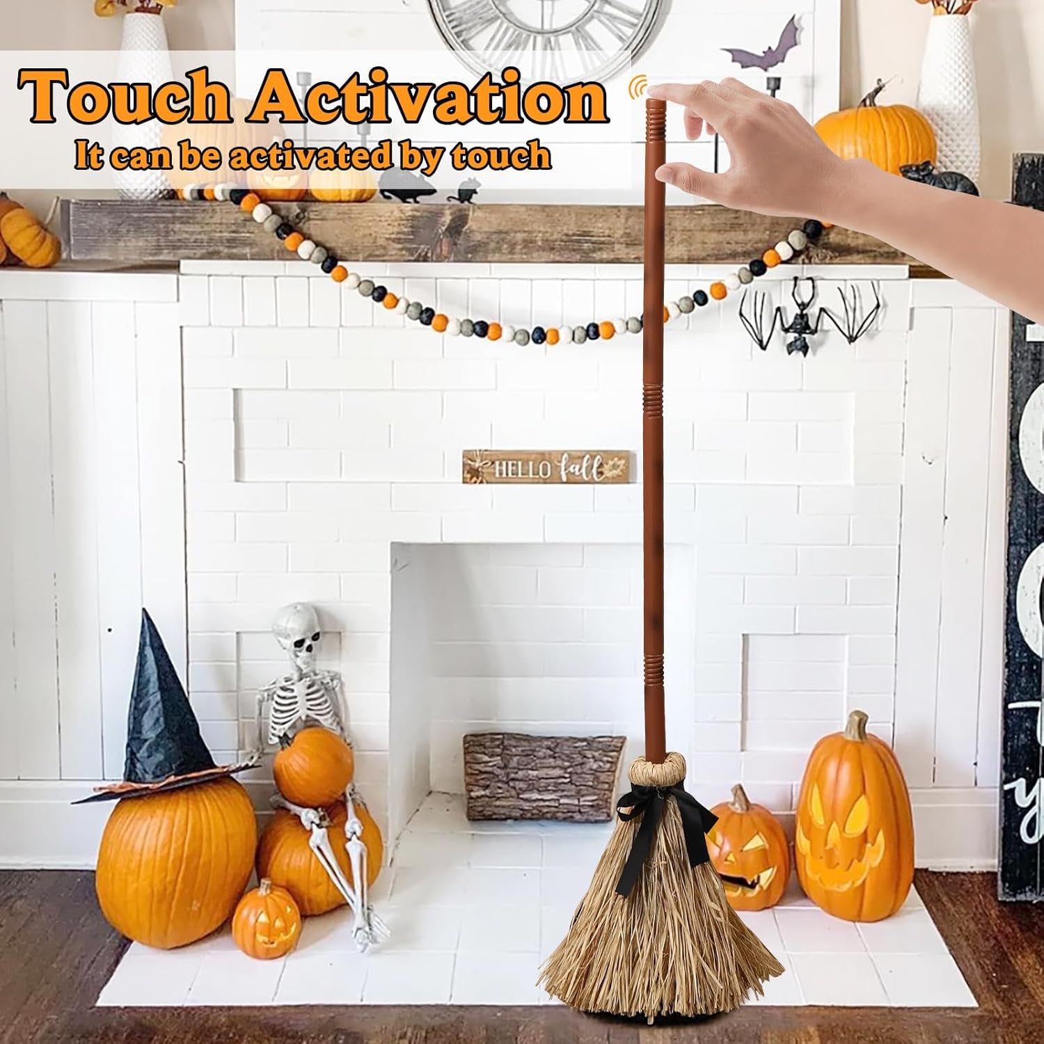 Glam 43.5 Inches Tall Animated Floating Witch's Broom